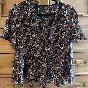 Madewell Floral Ruffle Blouse
